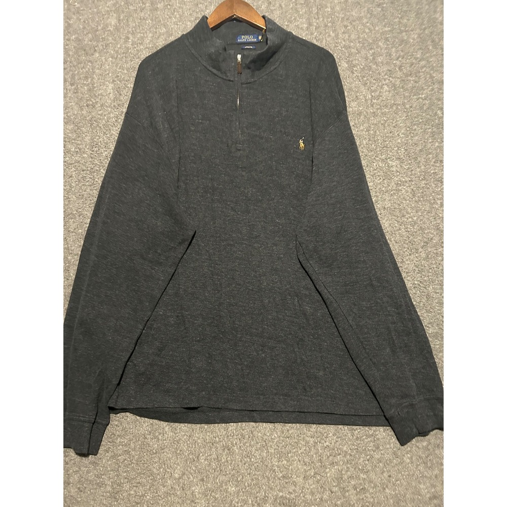 Polo ralph lauren 1/2 zip estate rib pullover mens gray size 3XB cotton pony